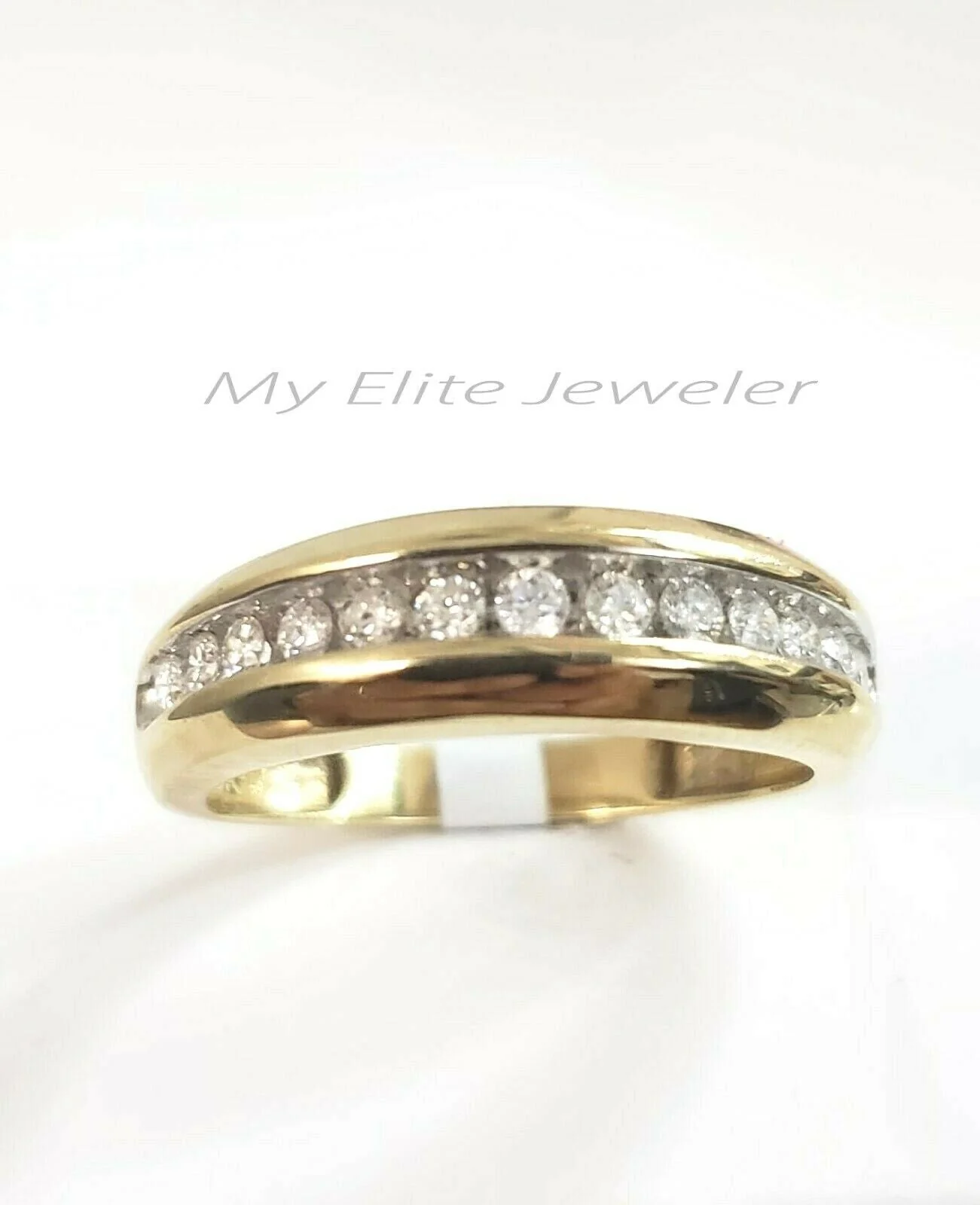 1/2 CT Men Solitaire Diamond Band Ring Round Cut 10K Yellow Gold Wedding Ring Sizes 6,7,8,9,10,11 & 12 - Image 6