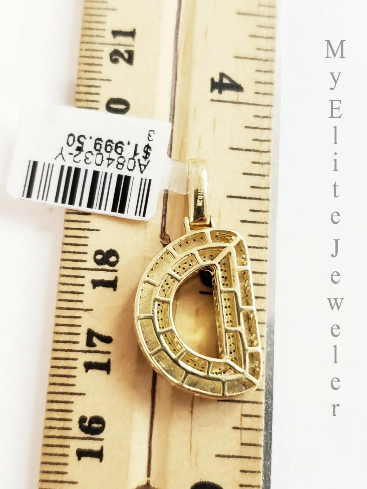 10 K Gold 3mm Chain 0.28 CT Diamond Initial D Charm Alphabet Men's Ladies Letter - Image 5