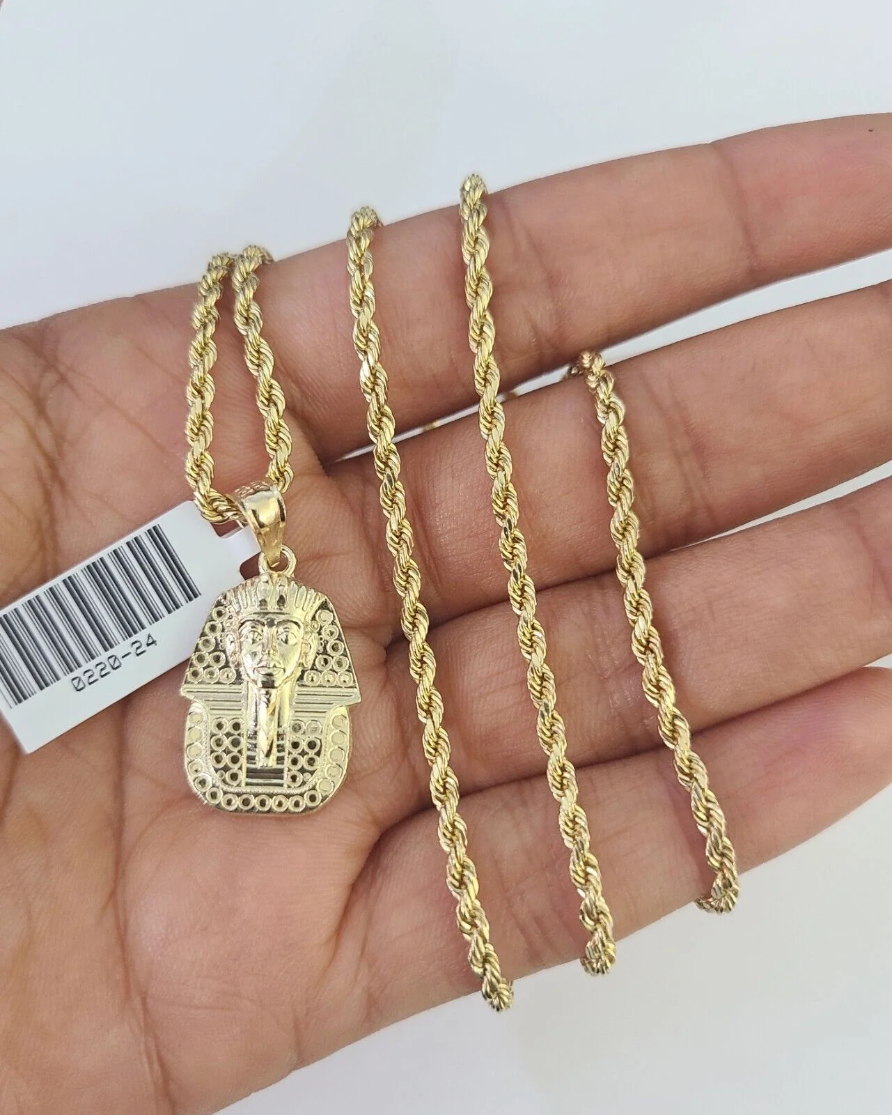 10k 2.5mm Rope Chain Pharaoh Pendant 18"-30" Yellow Gold Set Charm Necklace - Image 5