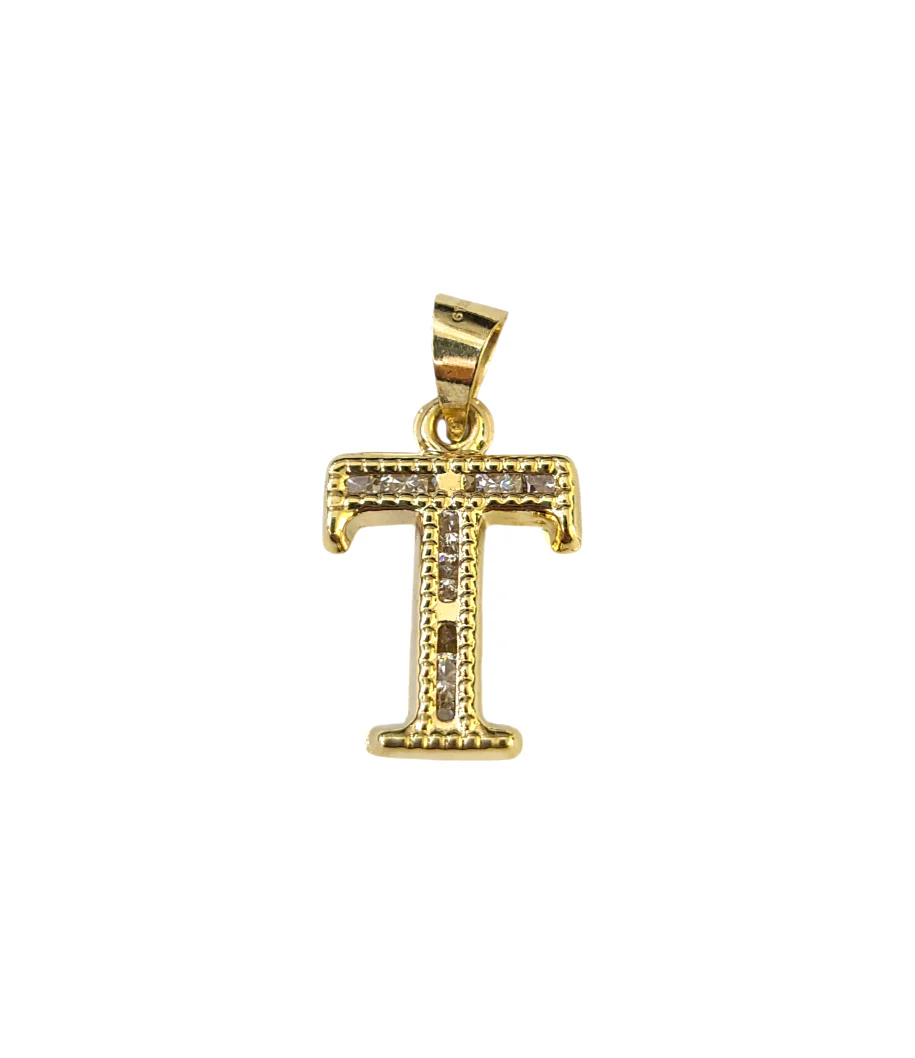 10k 2.5mm Rope Chain T Initial Alphabet Pendant 16"-28" Gold Set Charm Necklace - Image 6