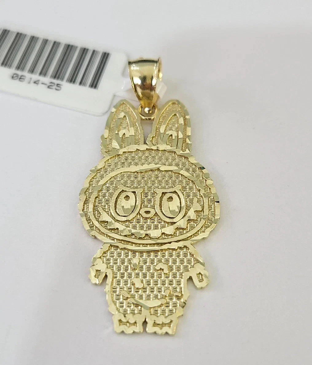 10k Cartoon Monster Charm Pendant Men Women 10kt Real Yellow Gold - Image 2