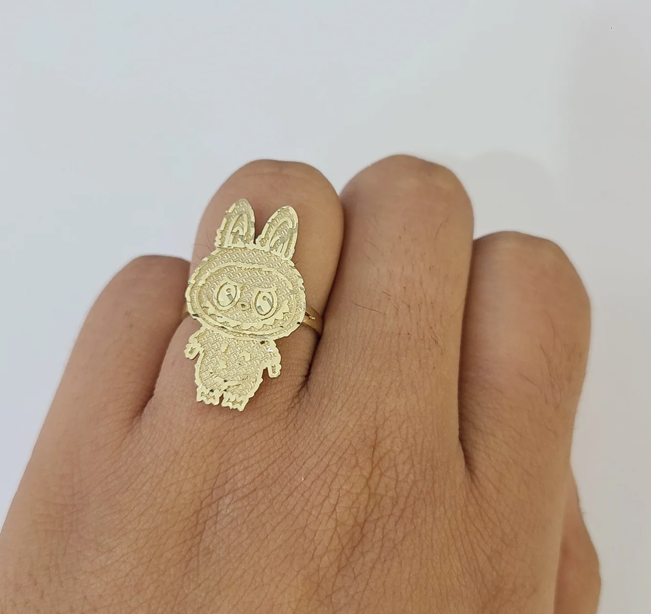 10k Cartoon Monster Ring Charm Pendant Yellow Gold Women Men Real Genuine - Image 7