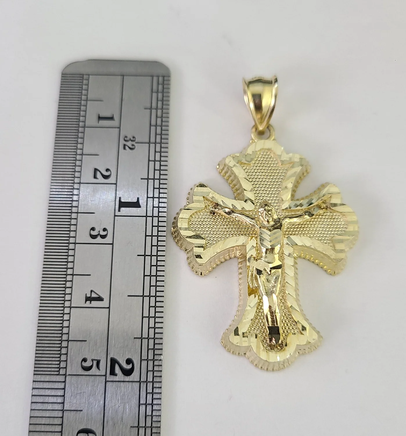 10k Crucifix Cross Charm Miami Cuban Chain Pendant Set 5mm 18"28" Necklace Gold - Image 2