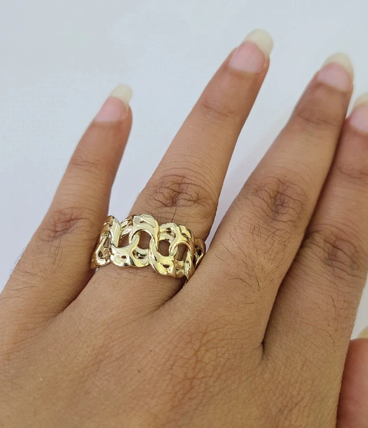 10k Cuban Curb Ring Yellow Gold Women Men Real Genuine 10Kt - Image 3