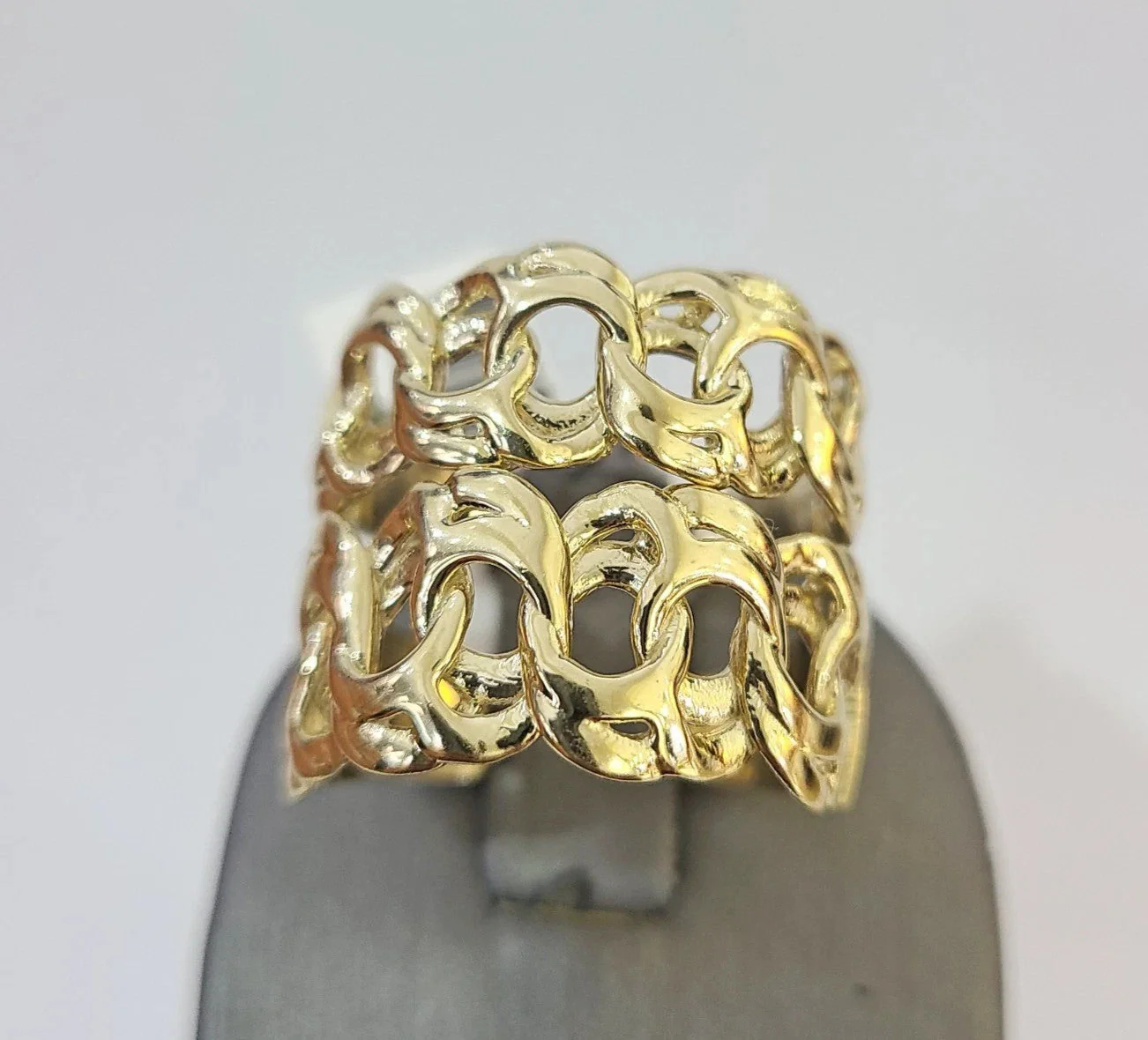 10k Cuban Link Ring Yellow Gold Women Men Real Genuine - Image 3