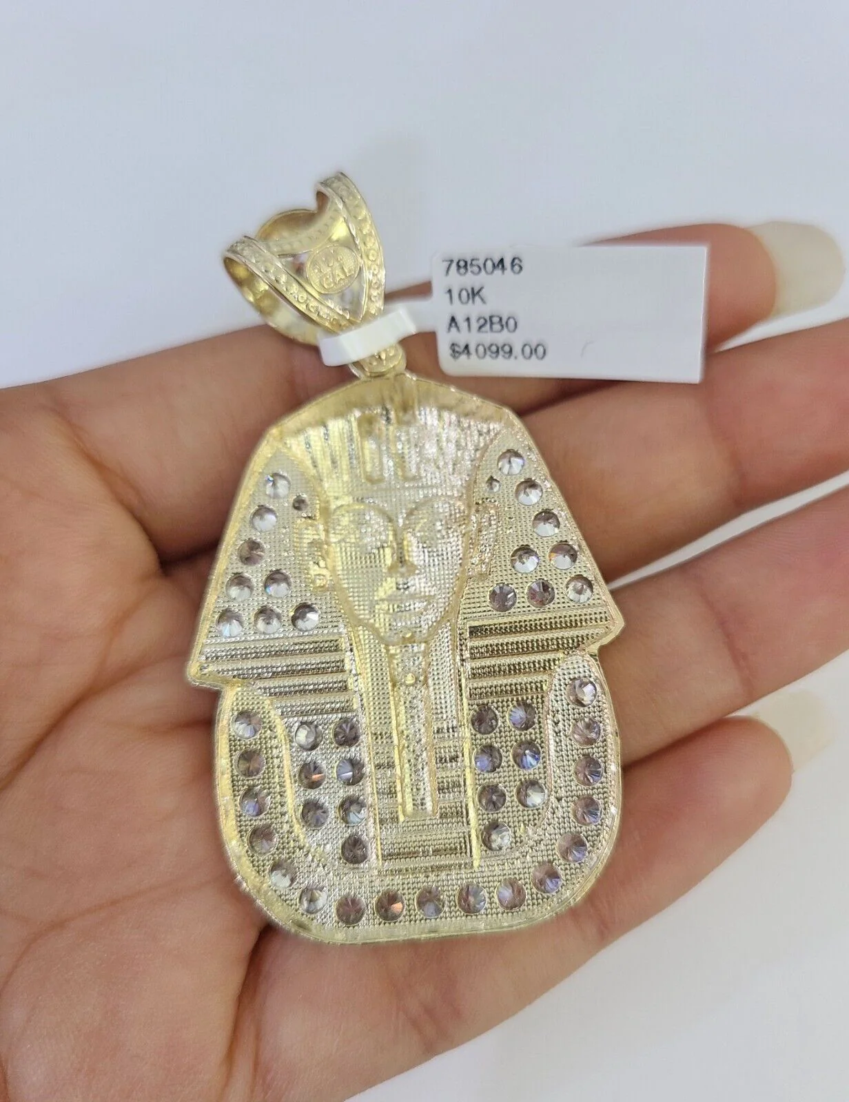 10k Egyptian Pharaoh Head Charm Pendant Yellow Gold 2.5" Inch Men Women Real - Image 4