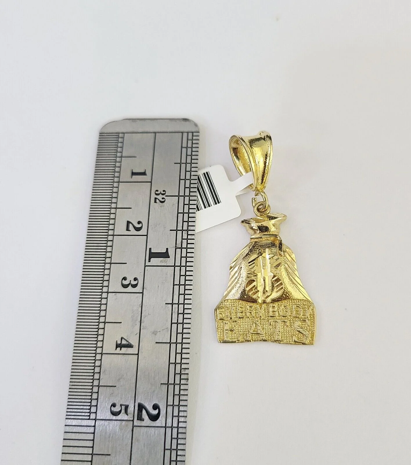 10K Franco Chain Everybody Eats Pendant Charm Necklace 16"-24" 2mm Gold SET - Image 2