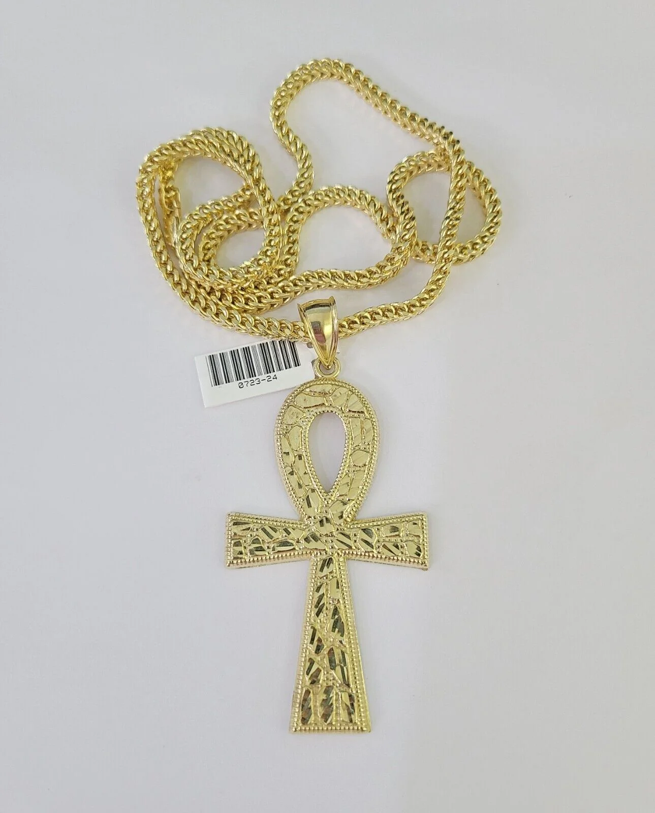 10K Franco Chain Jesus Ankh Cross Pendant Charm Necklace 20"-28" 4mm Gold Yellow - Image 5