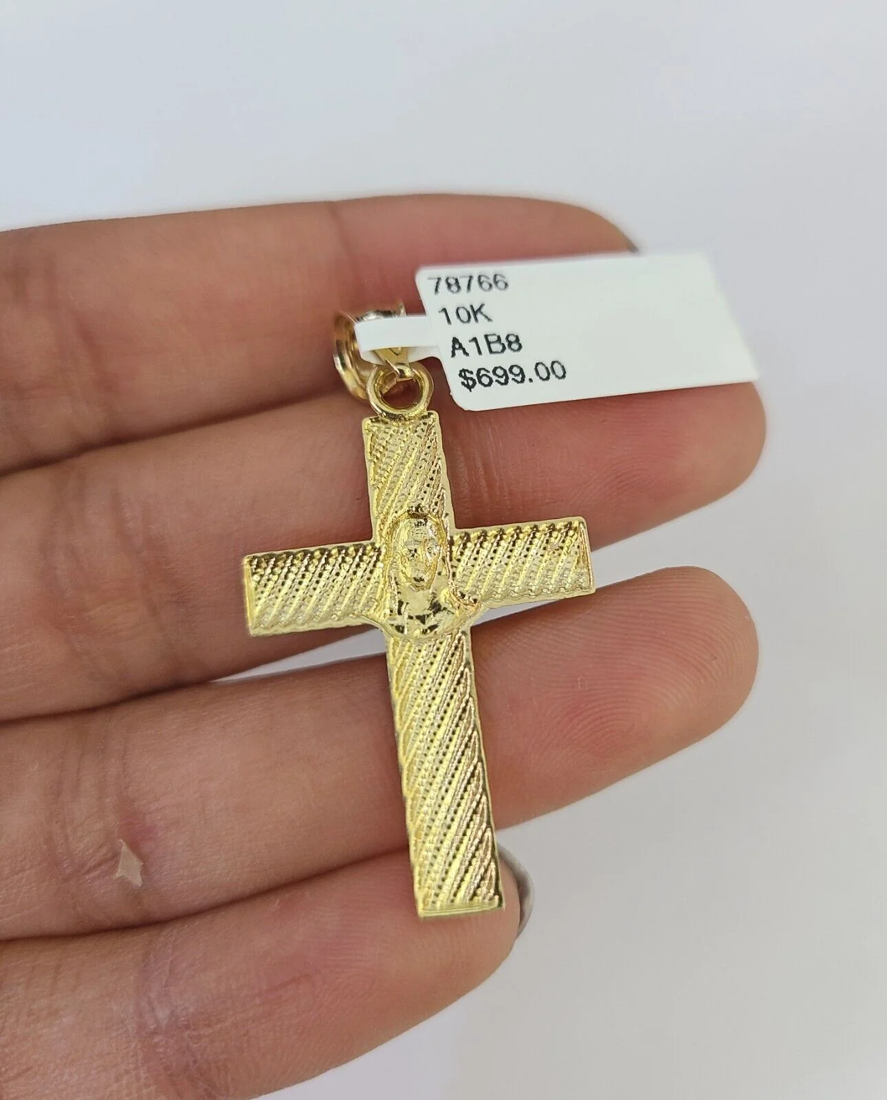 10K Franco Chain Jesus Cross Pendant Charm Necklace 16"-24" 2mm Gold SET Yellow - Image 6