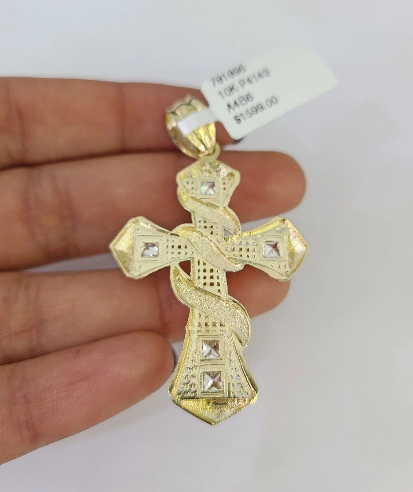 10K Franco Chain Jesus Cross Pendant Charm Necklace 20"-26" 3mm Gold Yellow SET - Image 7