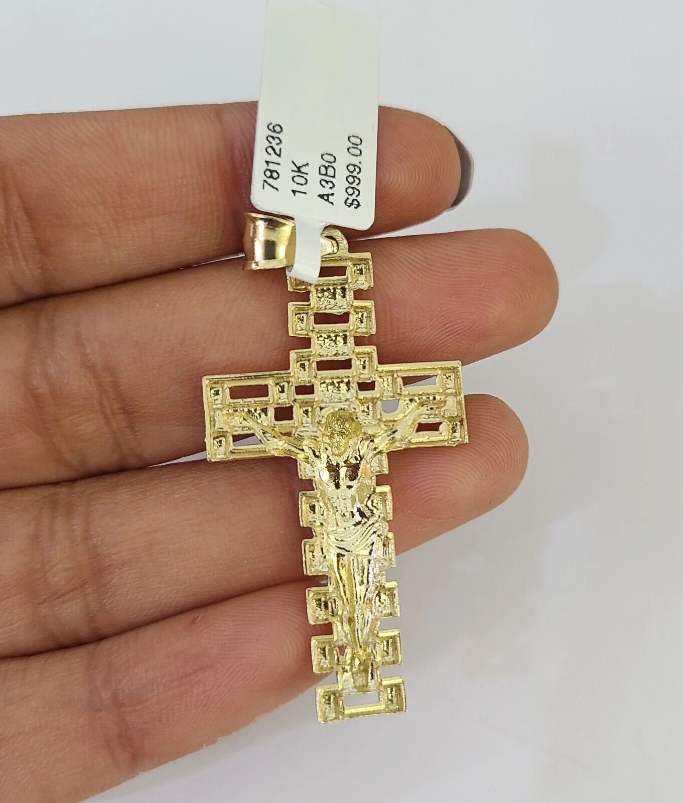 10K Franco Chain Jesus Cross Pendant Charm Necklace 20"-26" 3mm Gold Yellow SET - Image 7