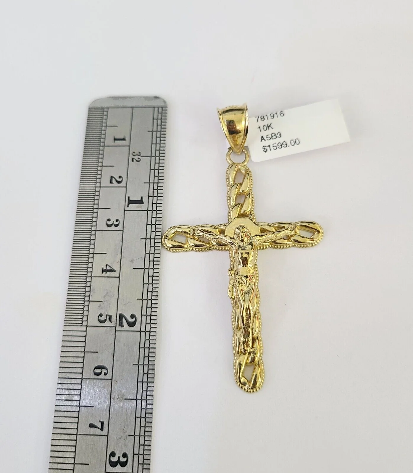 10K Franco Chain Jesus Cross Pendant Charm Necklace 20"-26" 3mm Gold Yellow SET - Image 4