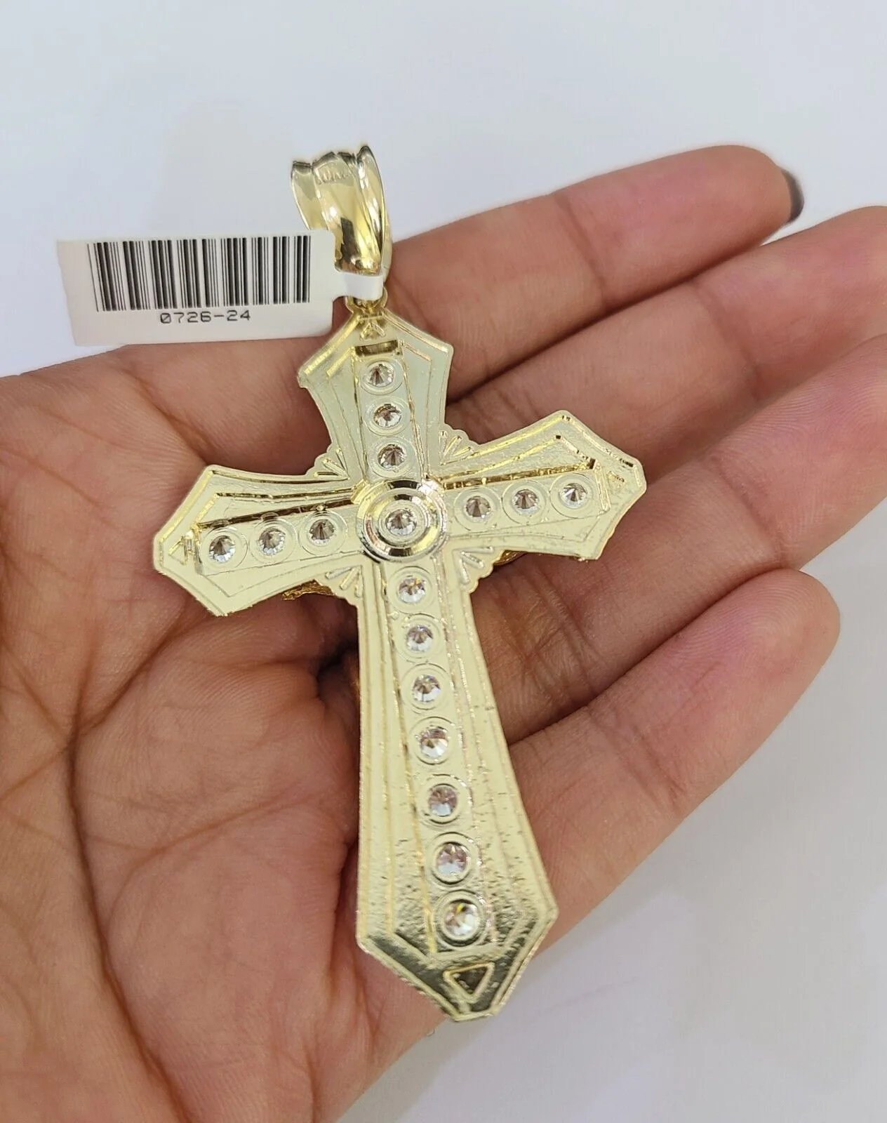 10K Franco Chain Jesus Cross Pendant Charm Necklace 20"-26" 5mm Gold Yellow SET - Image 6