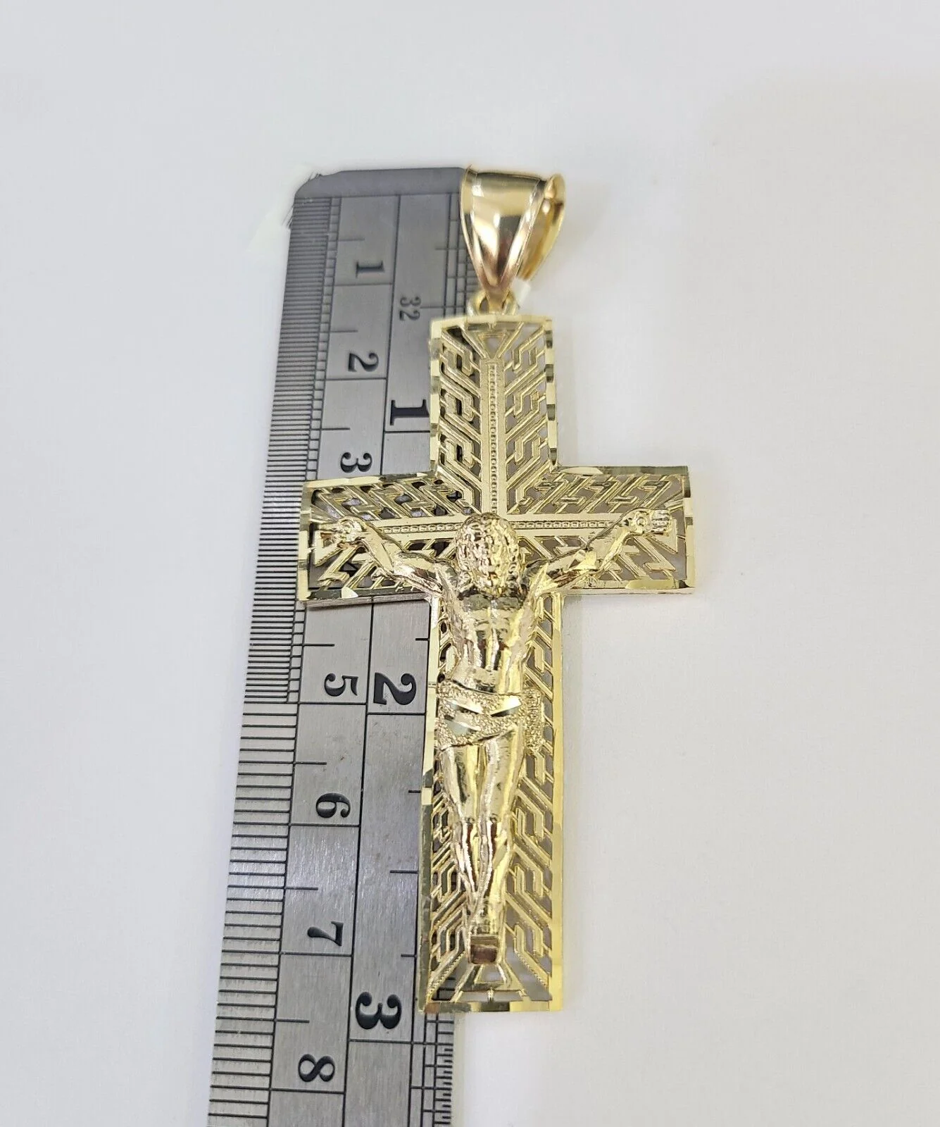 10K Franco Chain Jesus Crucifix Cross Pendant Charm Necklace 20"-26" 3mm Gold - Image 4