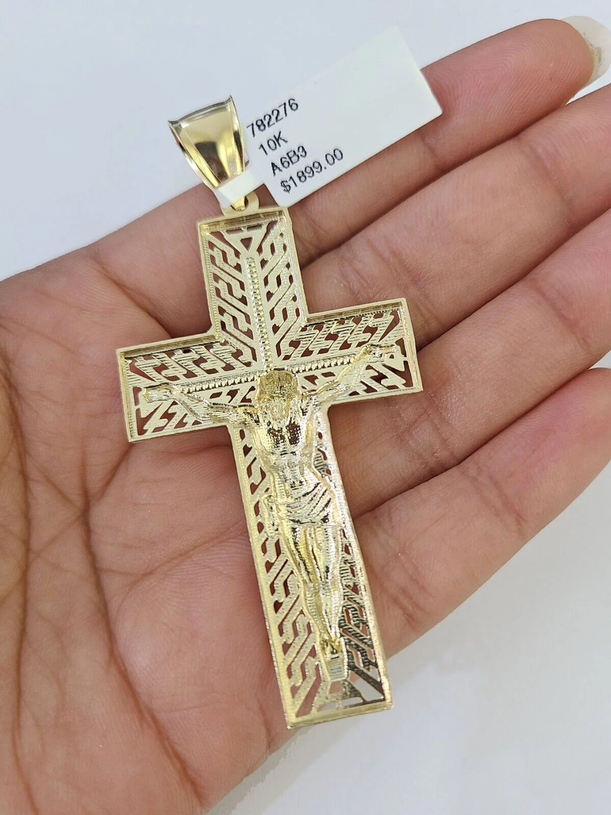 10K Franco Chain Jesus Crucifix Cross Pendant Charm Necklace 20"-26" 3mm Gold - Image 7
