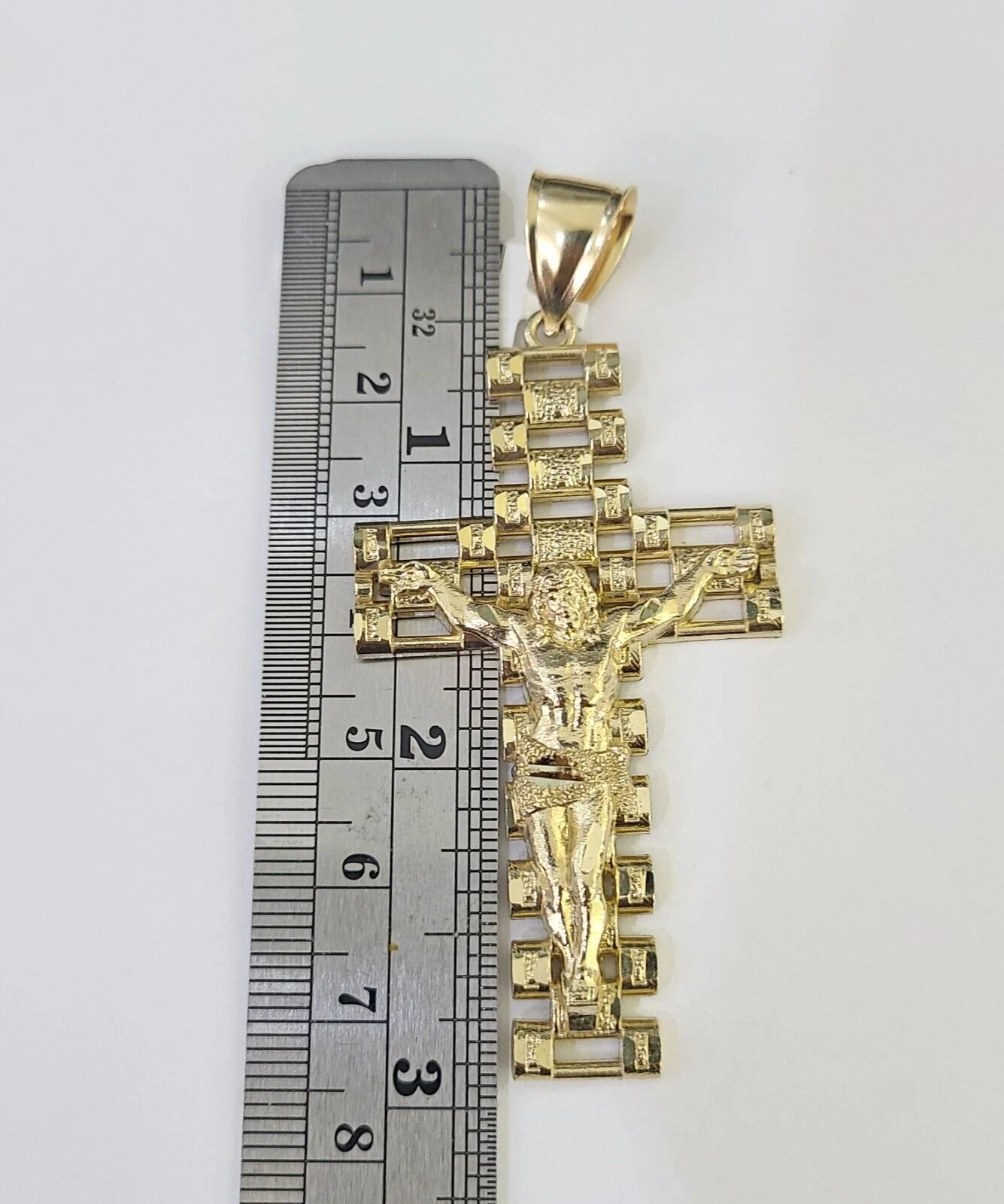 10K Franco Chain Jesus Crucifix Cross Pendant Charm Necklace 20"-26" 3mm Gold - Image 6