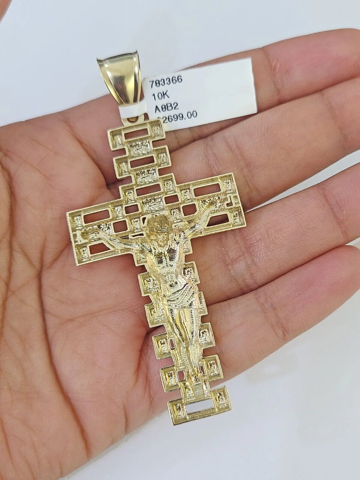 10K Franco Chain Jesus Crucifix Cross Pendant Charm Necklace 20"-26" 3mm Gold - Image 7
