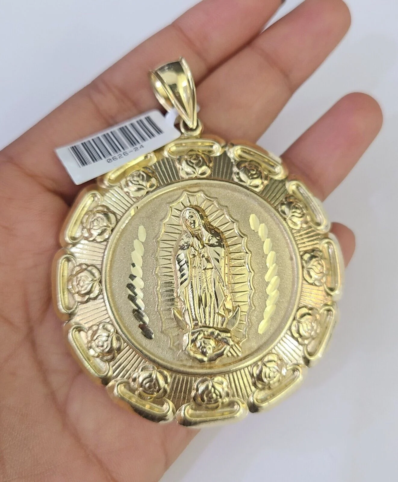 10K Franco Chain Jesus Mary Pendant Charm Necklace 20"-26" 5mm Gold SET Yellow - Image 7