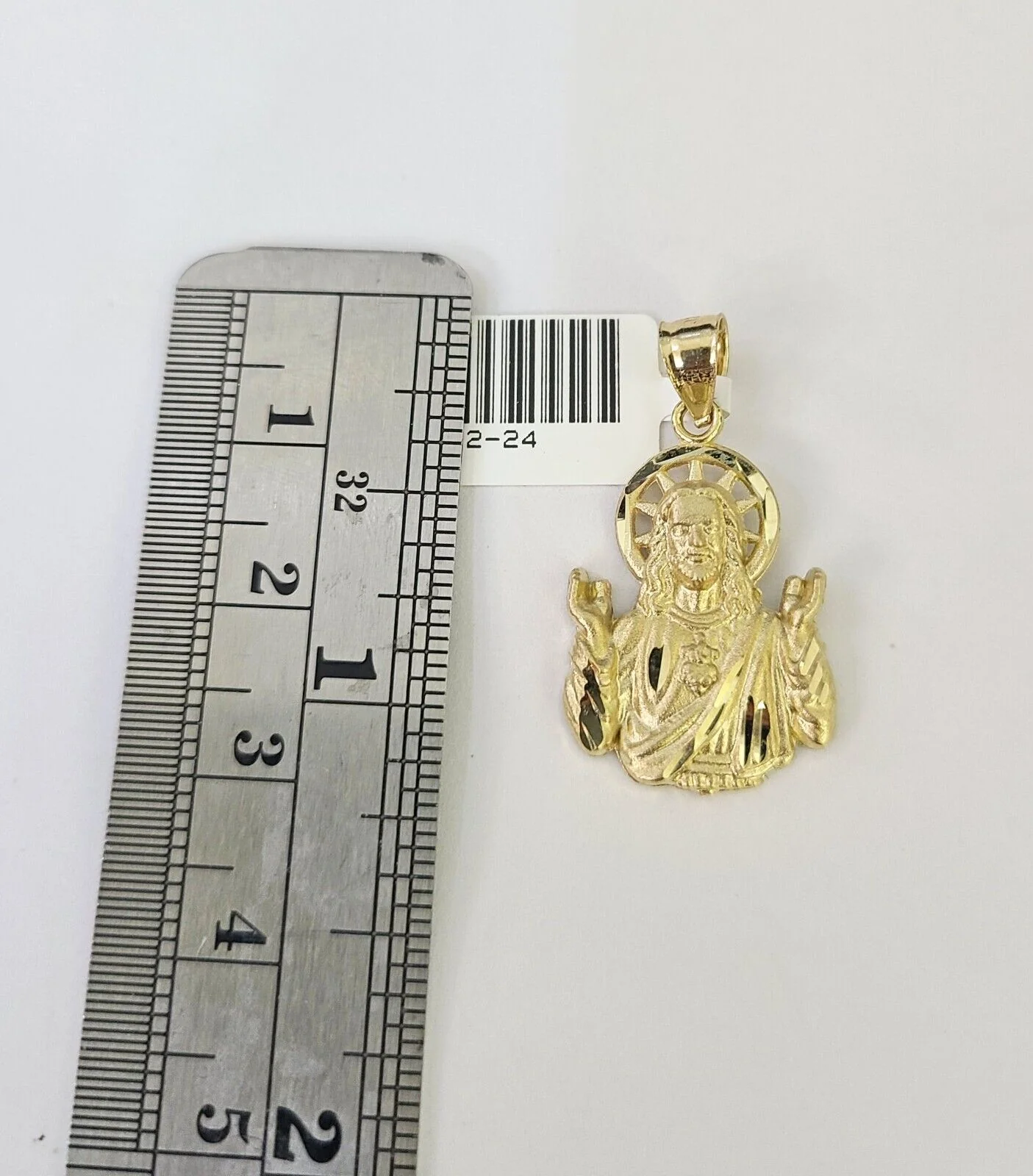 10K Franco Chain Jesus Pendant Charm Necklace 16"-24" 2mm Yellow Gold SET - Image 3