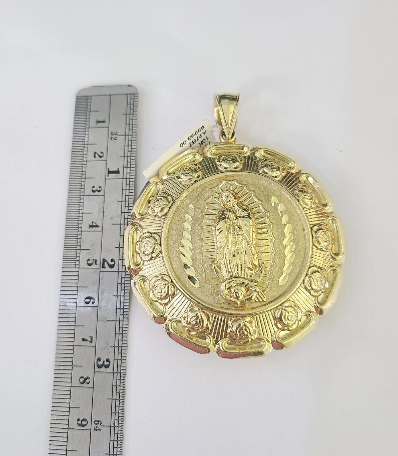 10K Franco Chain Jesus Virgin Mary Pendant Charm Necklace 20"-28" 4mm Gold SET - Image 6
