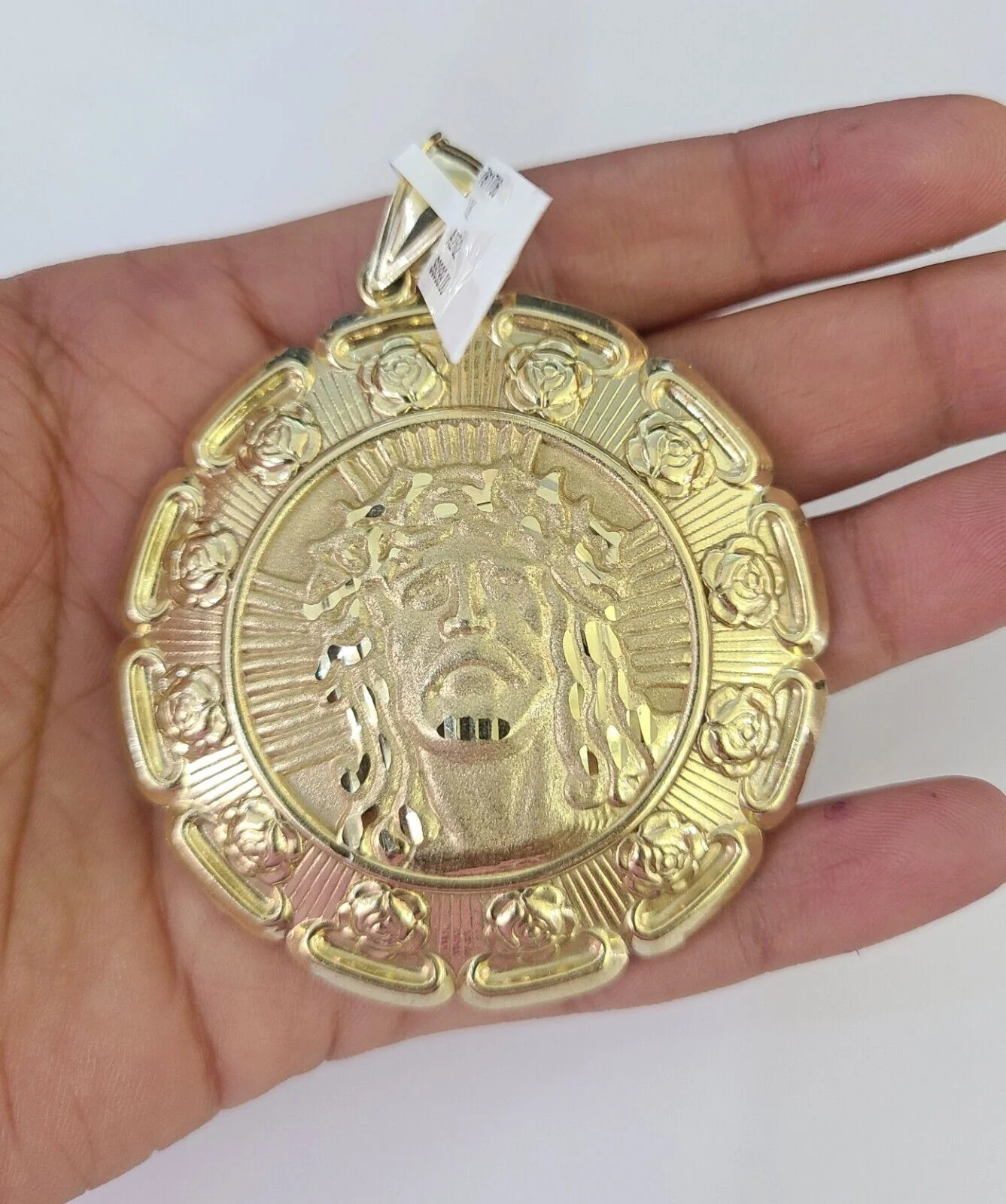 10K Franco Chain Jesus Virgin Mary Pendant Charm Necklace 20"-28" 4mm Gold SET - Image 7