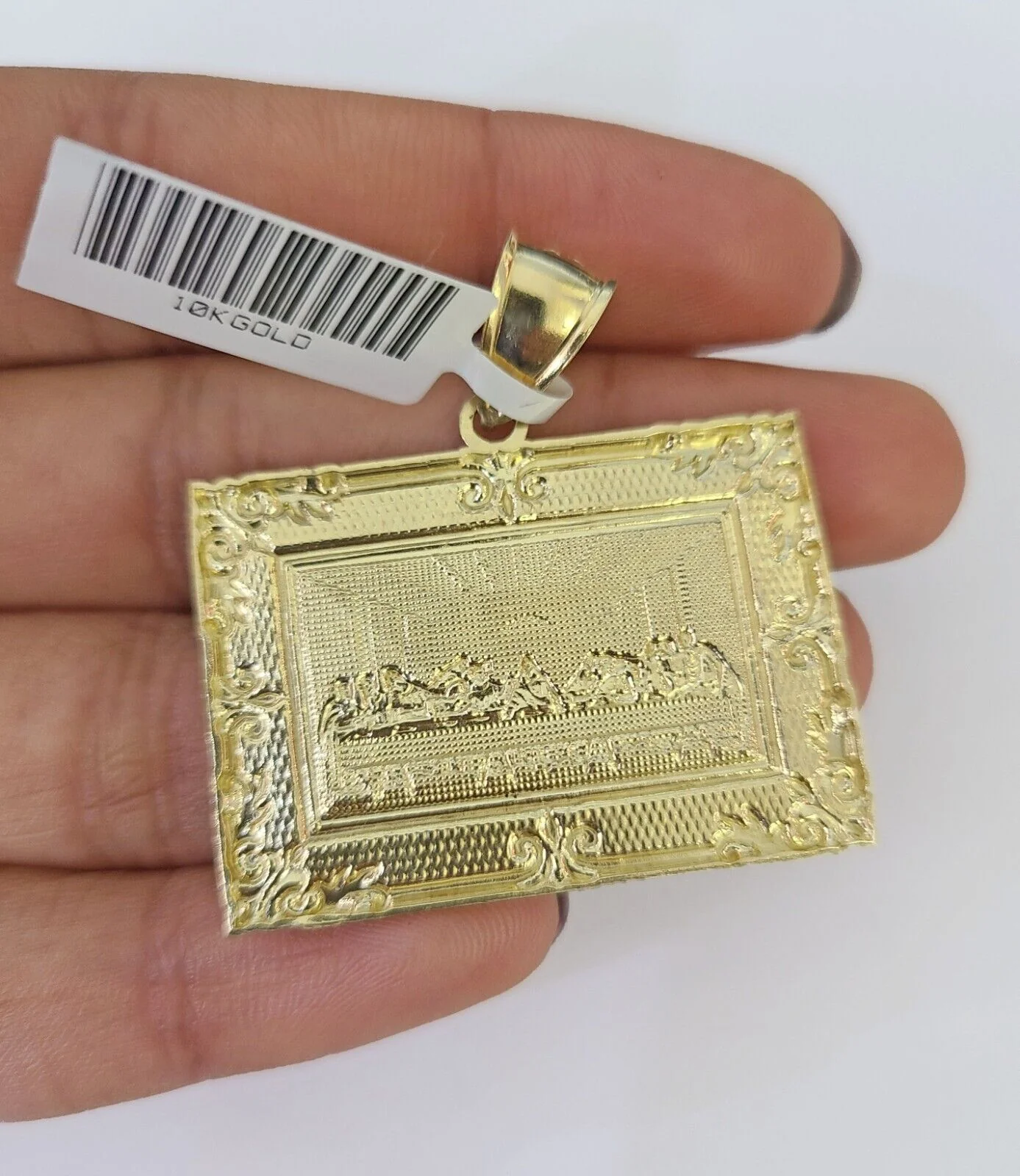 10K Franco Chain Last Supper Pendant Charm Necklace 20"-26" 3mm Yellow Gold SET - Image 7