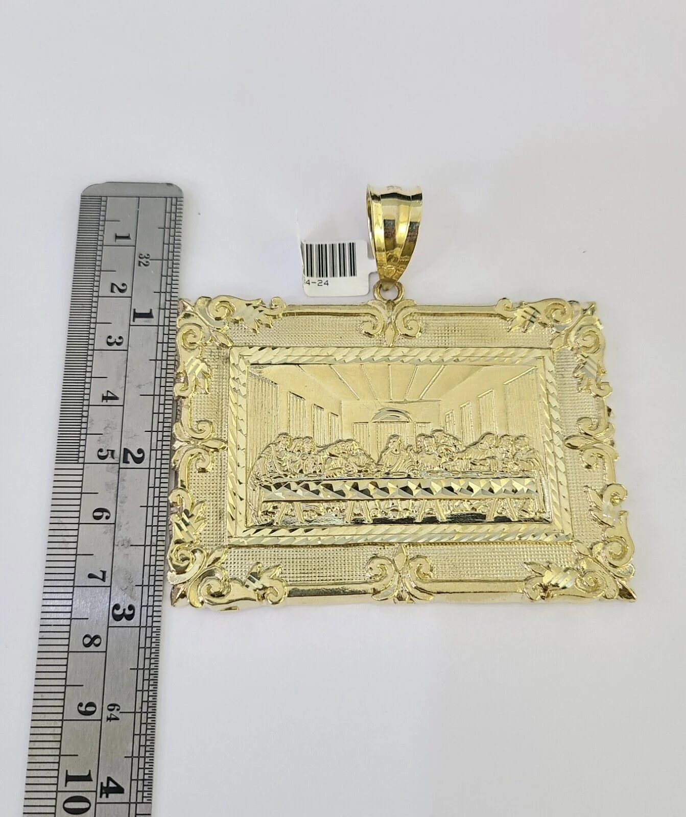 10K Franco Chain Last Supper Pendant Charm Necklace 20"-26" 5mm Yellow Gold SET - Image 2