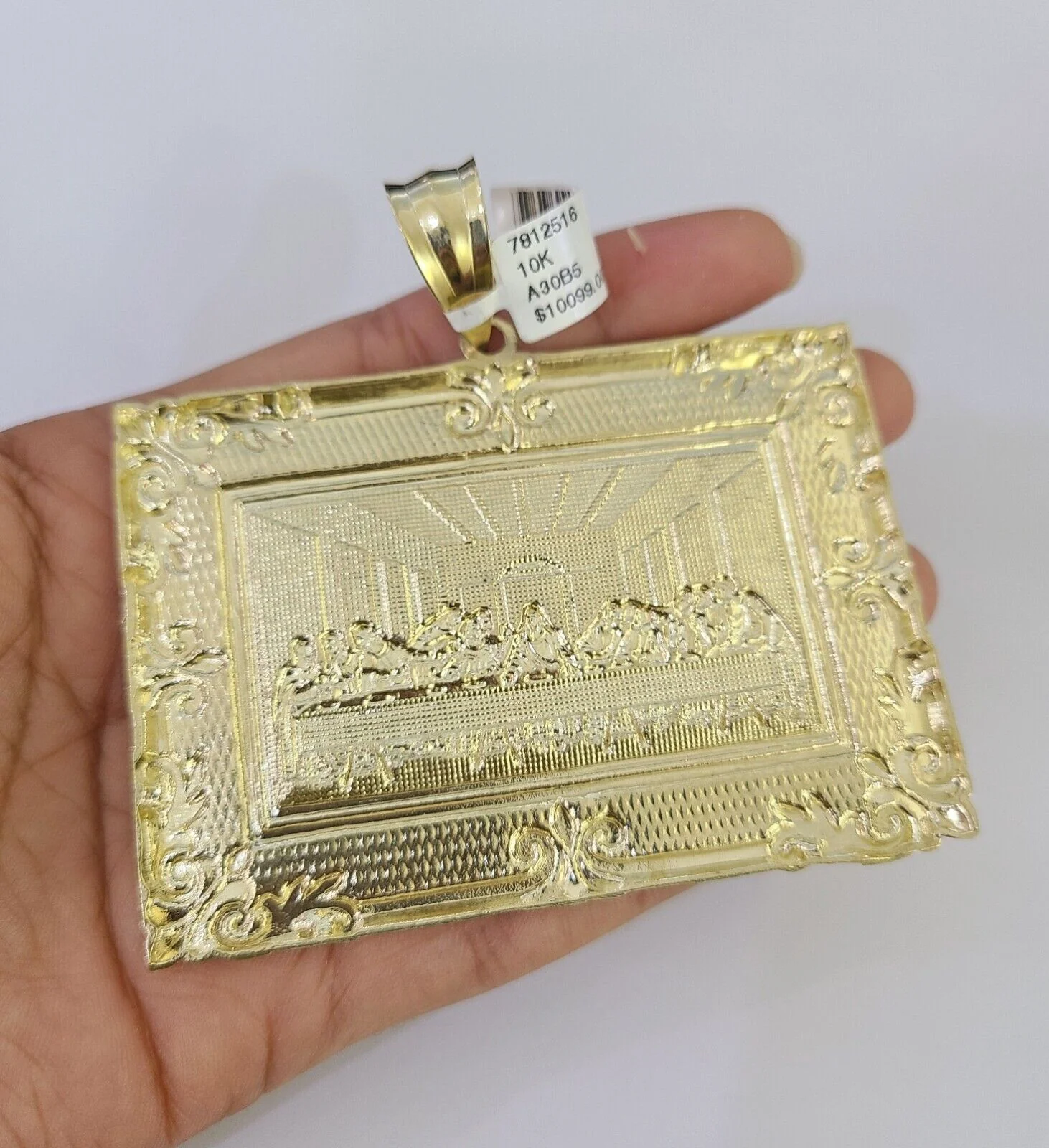 10K Franco Chain Last Supper Pendant Charm Necklace 20"-26" 5mm Yellow Gold SET - Image 7
