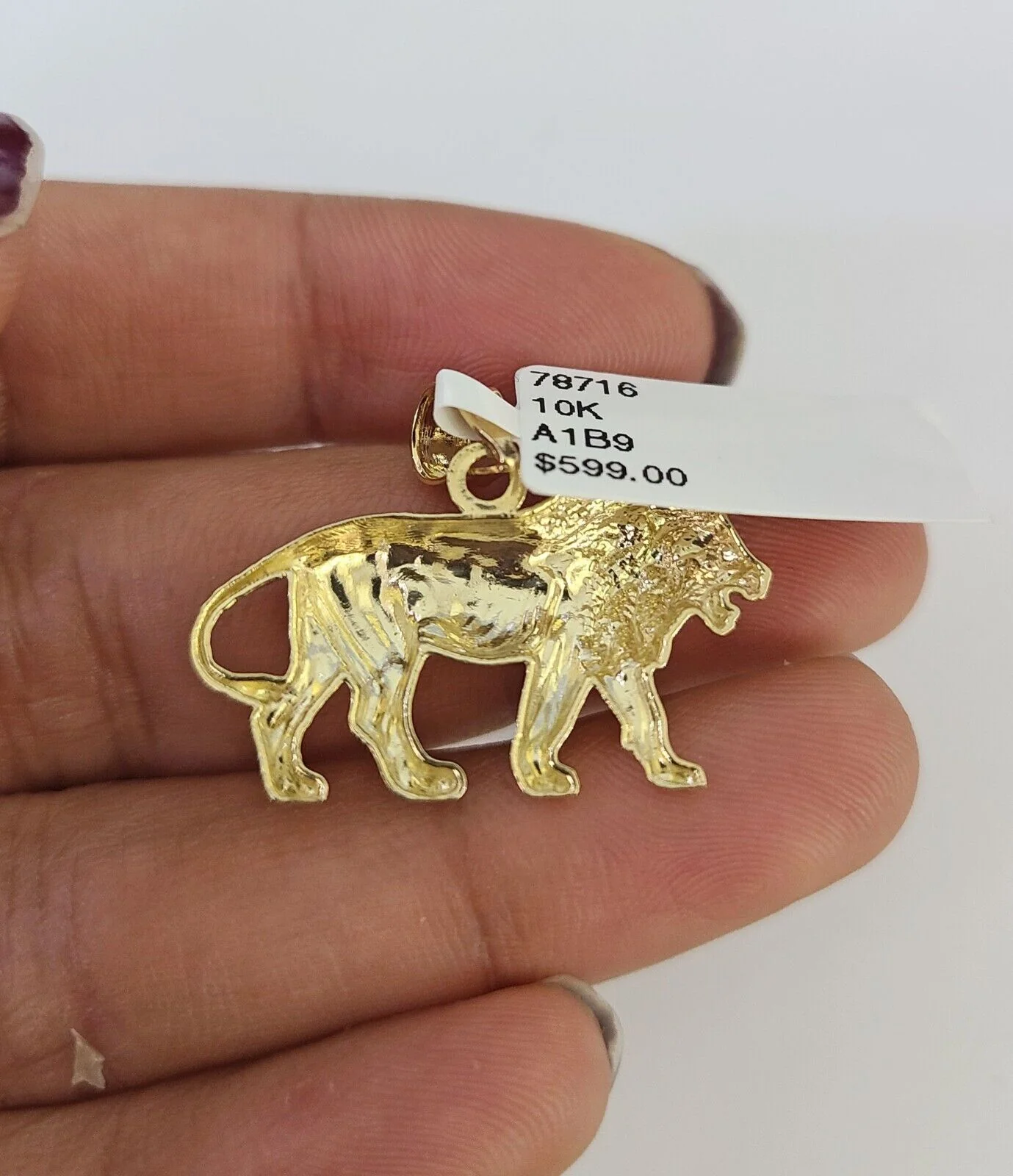 10K Franco Chain Lion Pendant Charm Necklace 16"-24" 2mm Yellow Gold SET - Image 7