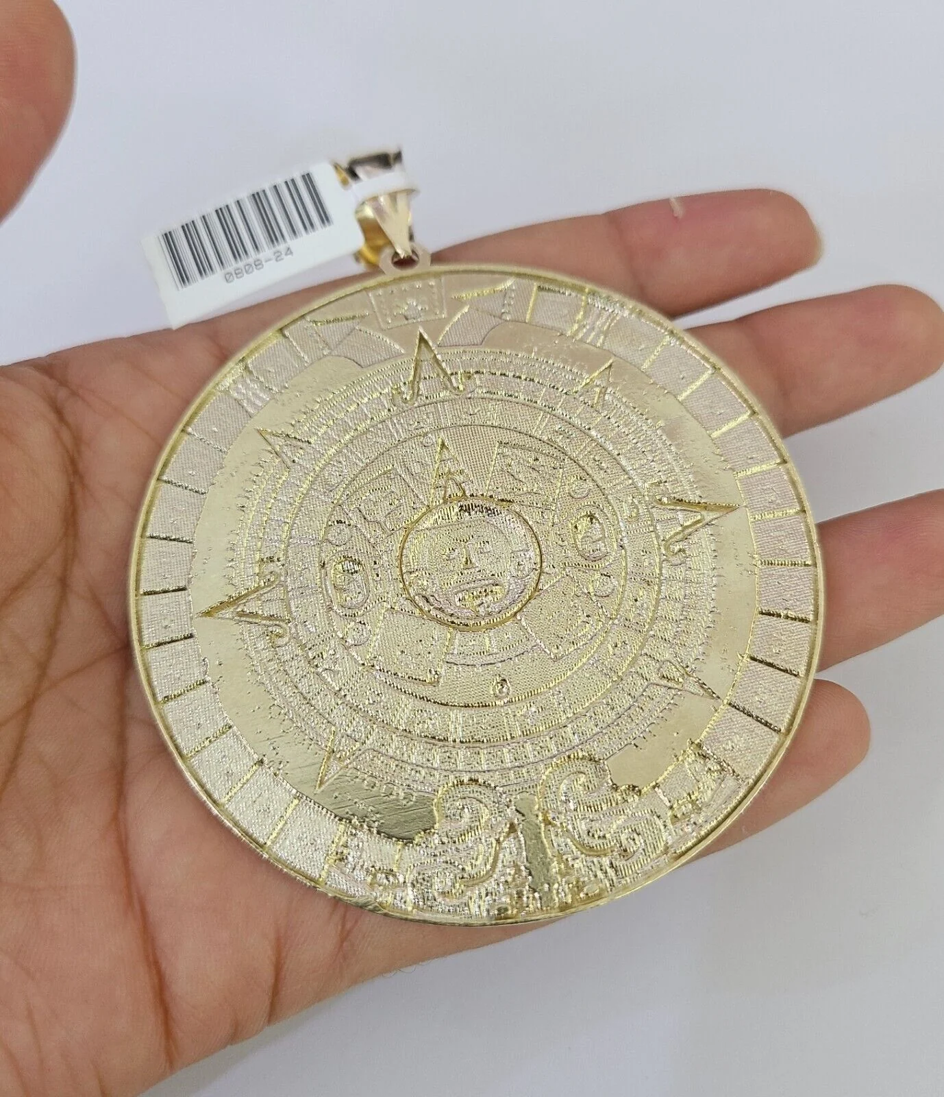 Real 10K Yellow Gold Mayan Calendar Pendant Charm For Men's 10kt - Image 3