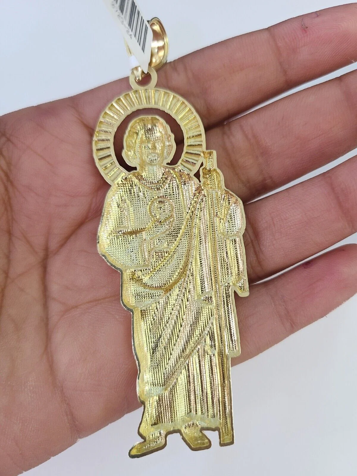 10K Franco Chain Saint Jude Pendant Charm Necklace 20"-28" 4mm Gold SET Yellow - Image 6