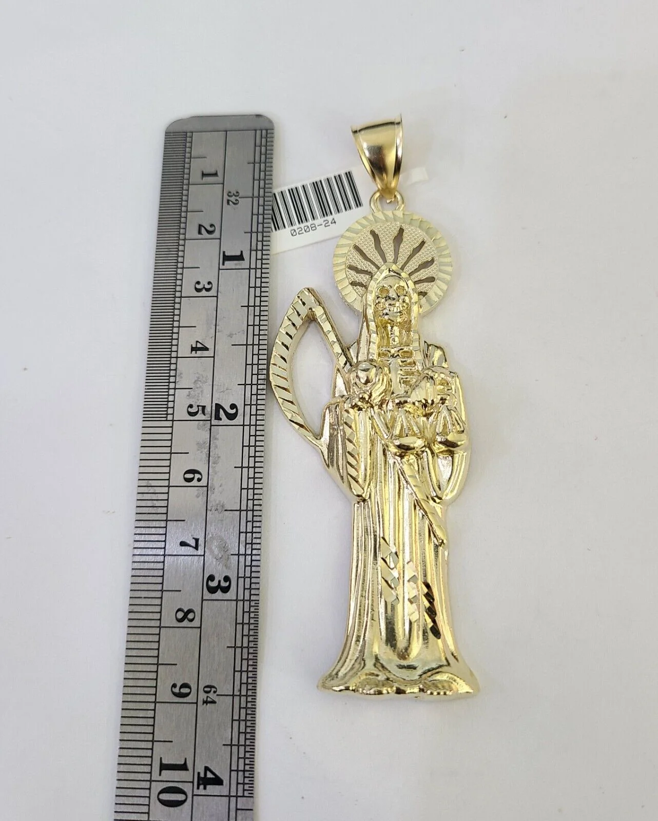 10K Franco Chain Saint Reaper Pendant Charm Necklace 20"-26" 5mm Gold SET Yellow - Image 2