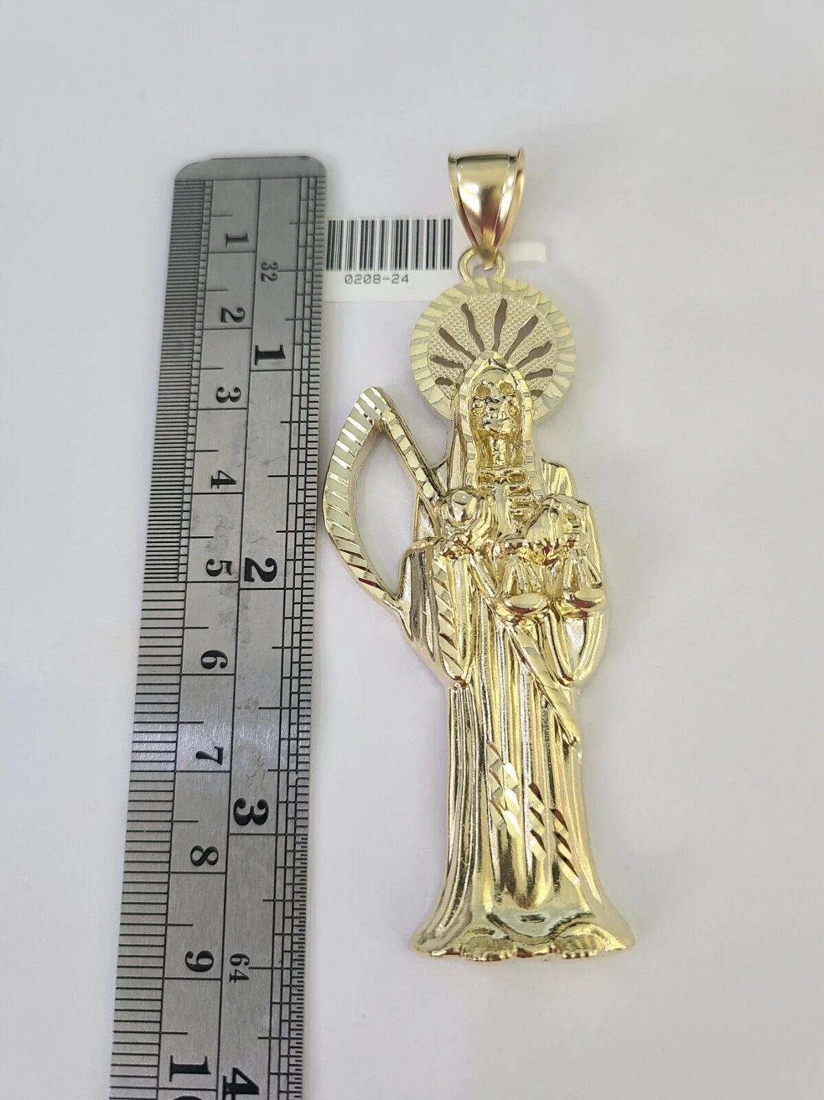 10K Franco Chain Saint Reaper Pendant Charm Necklace 20"-28" 4mm Gold SET Yellow - Image 2