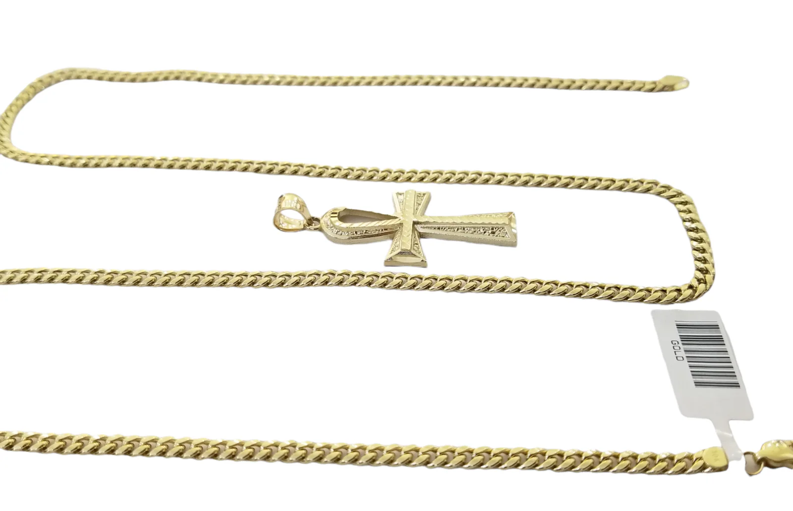 10K Gold Ankh Cross Egyptian Symbol Pendant Charm 4mm Cuban Link Chain 26" Inch - Image 8