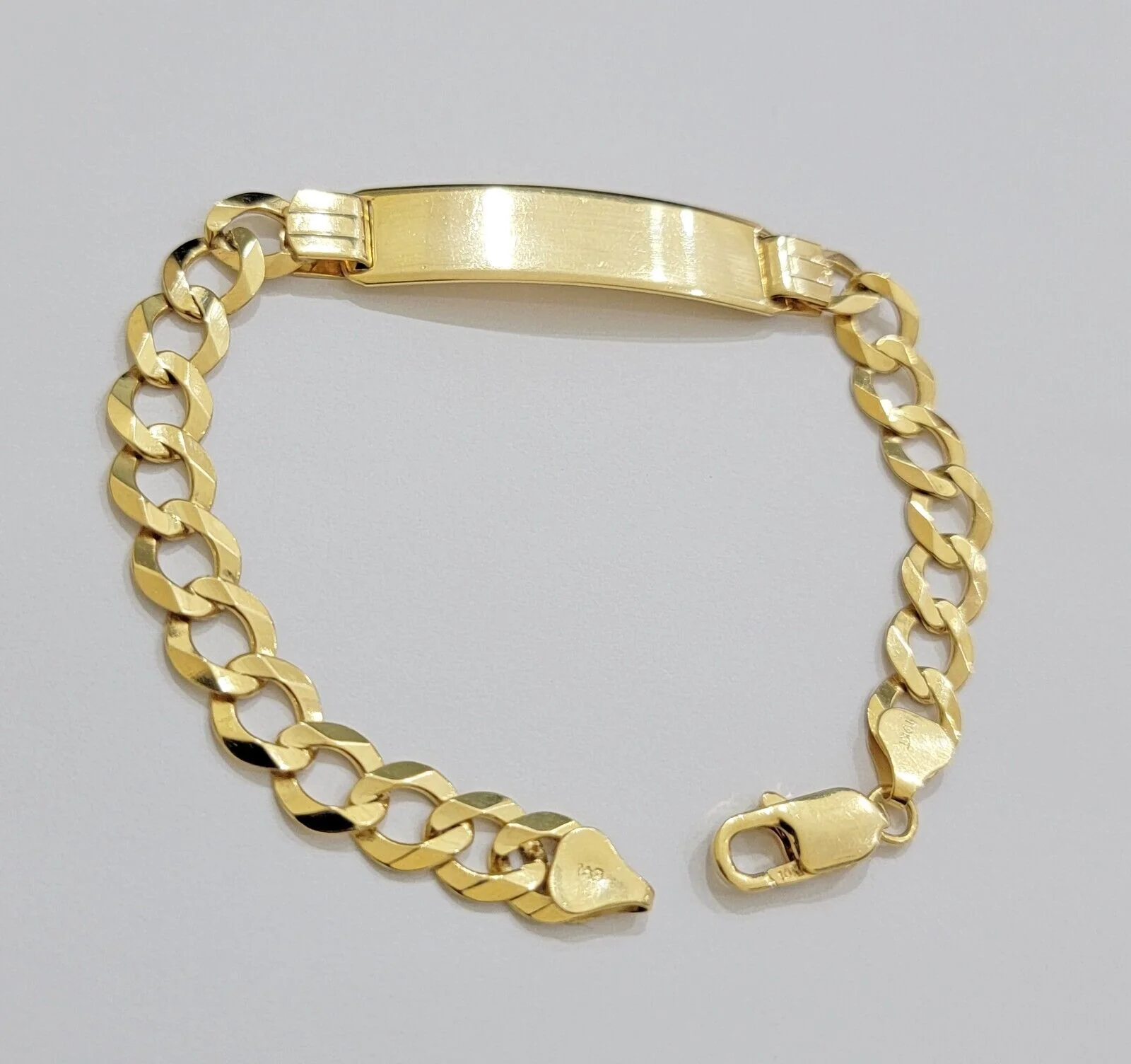 10k Gold Bracelet Id Name Plate Solid Yellow Gold 8Inch 8mm Cuban Curb Link REAL - Image 3