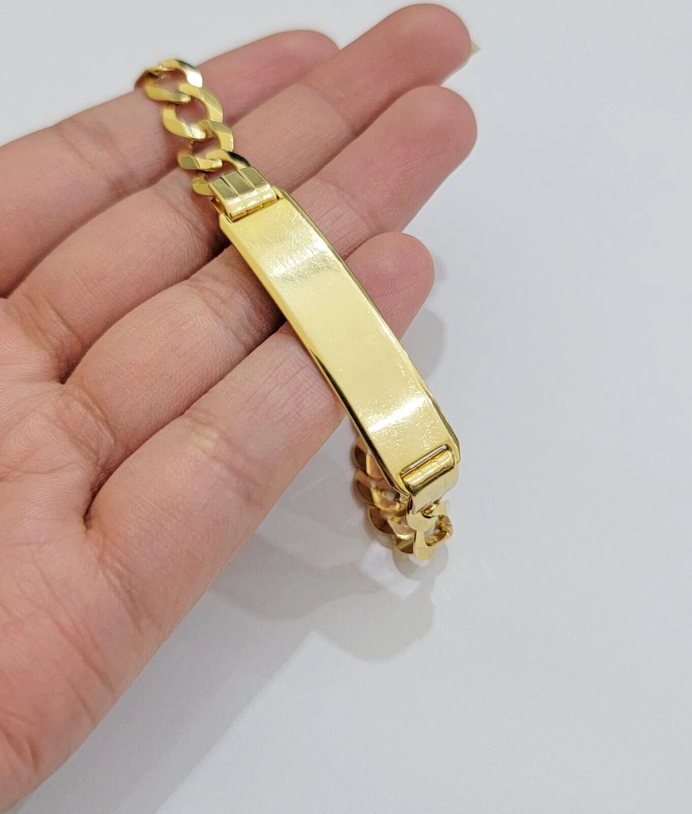 10k Gold Bracelet Id Name Plate Solid Yellow Gold 8Inch 8mm Cuban Curb Link REAL - Image 7