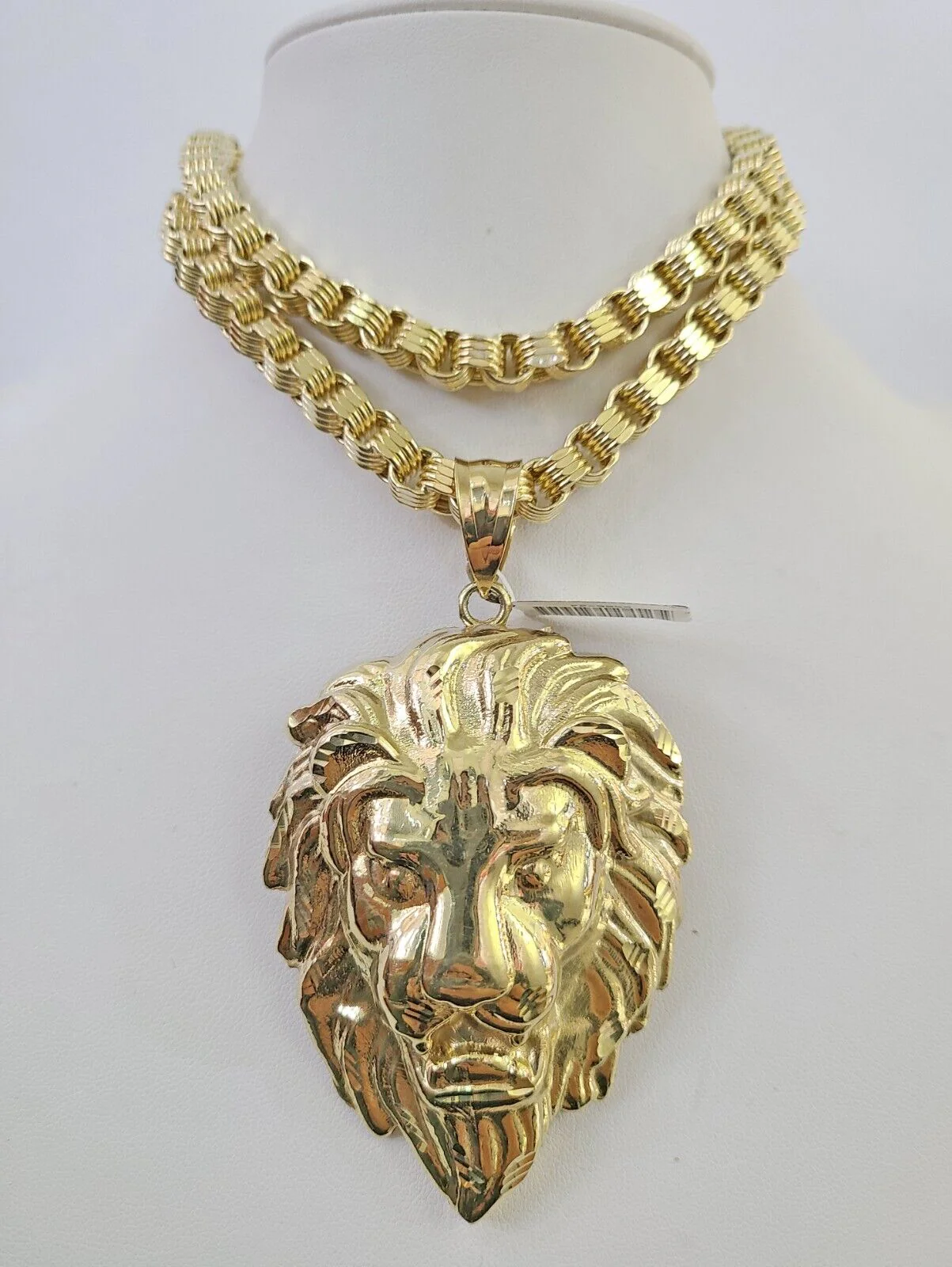 10k Gold Byzantine Chain Necklace Roaring Lion Pendant Charm SET 20"-30" 7.5mm - Image 10