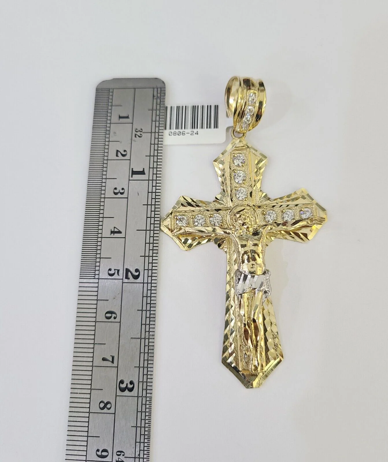 10k Gold Byzantine Necklace Jesus Cross Charm 20-30 inches 6mm SET Chain Pendant - Image 4