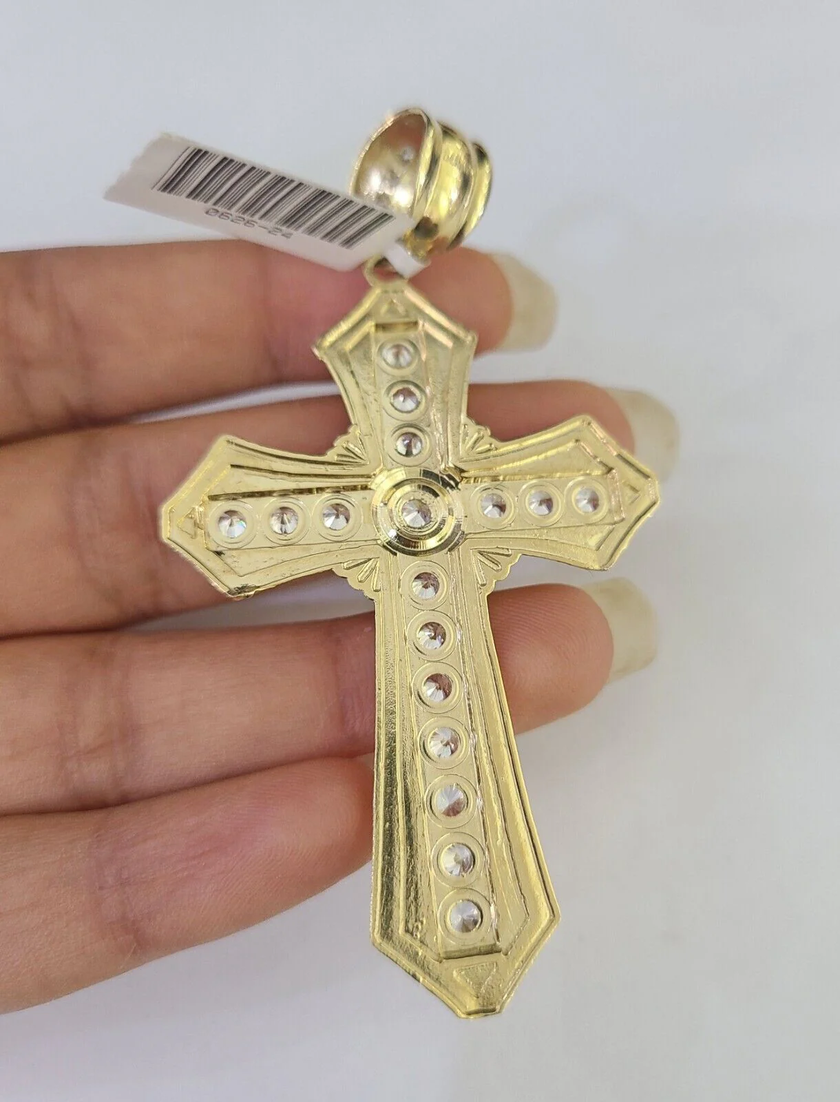 10k Gold Byzantine Necklace Jesus Cross Charm Pendant 20"-30" 8mm REAL SET Chain - Image 6