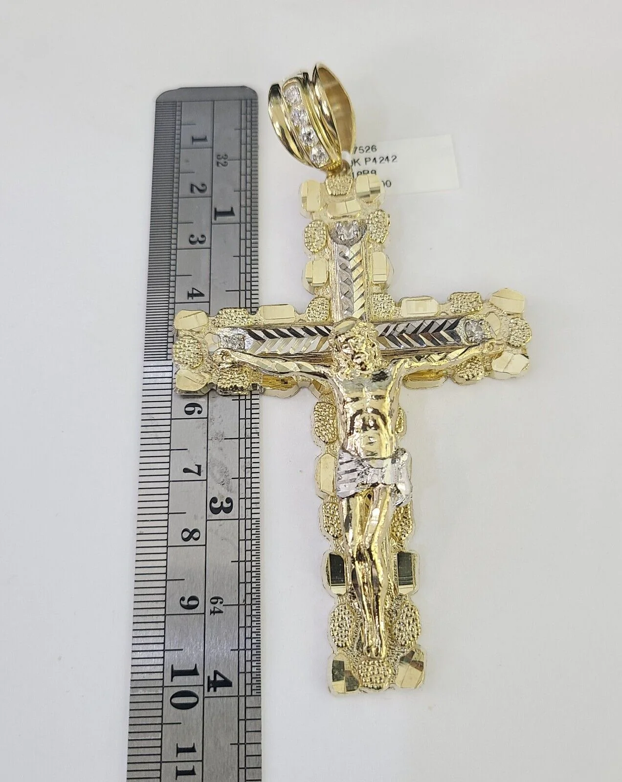10k Gold Byzantine Necklace Jesus Cross Charm Pendant 20"-30" 8mm REAL SET Chain - Image 3