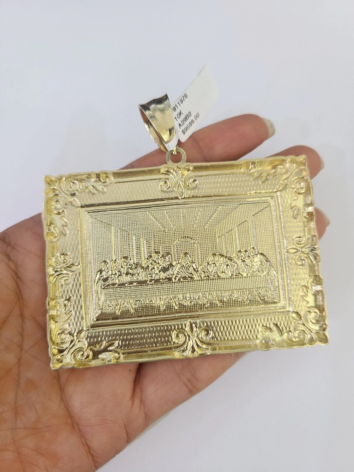 10k Gold Byzantine Necklace Last Supper Charm 20-30 inches 9mm REAL SET Chain - Image 7