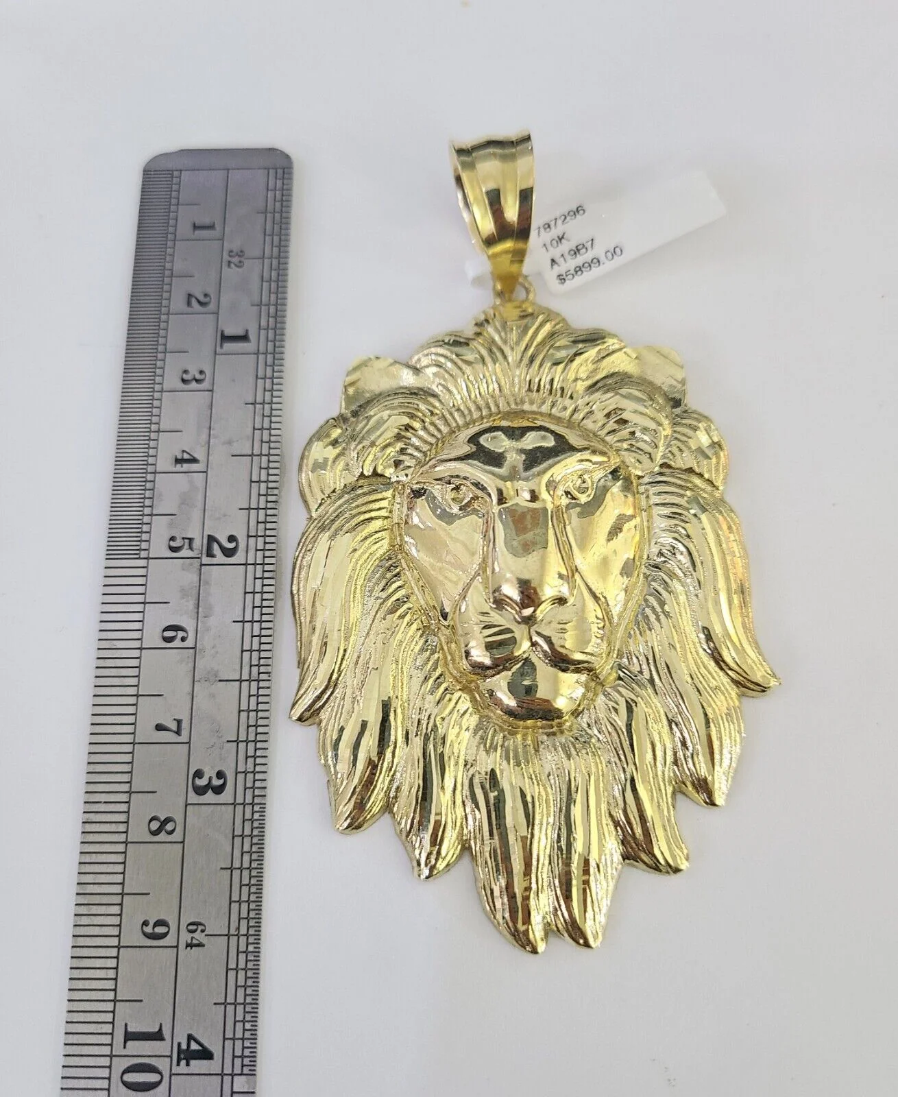 10k Gold Byzantine Necklace Lion Head Charm Pendant 20"-30" 8mm SET Chain - Image 2
