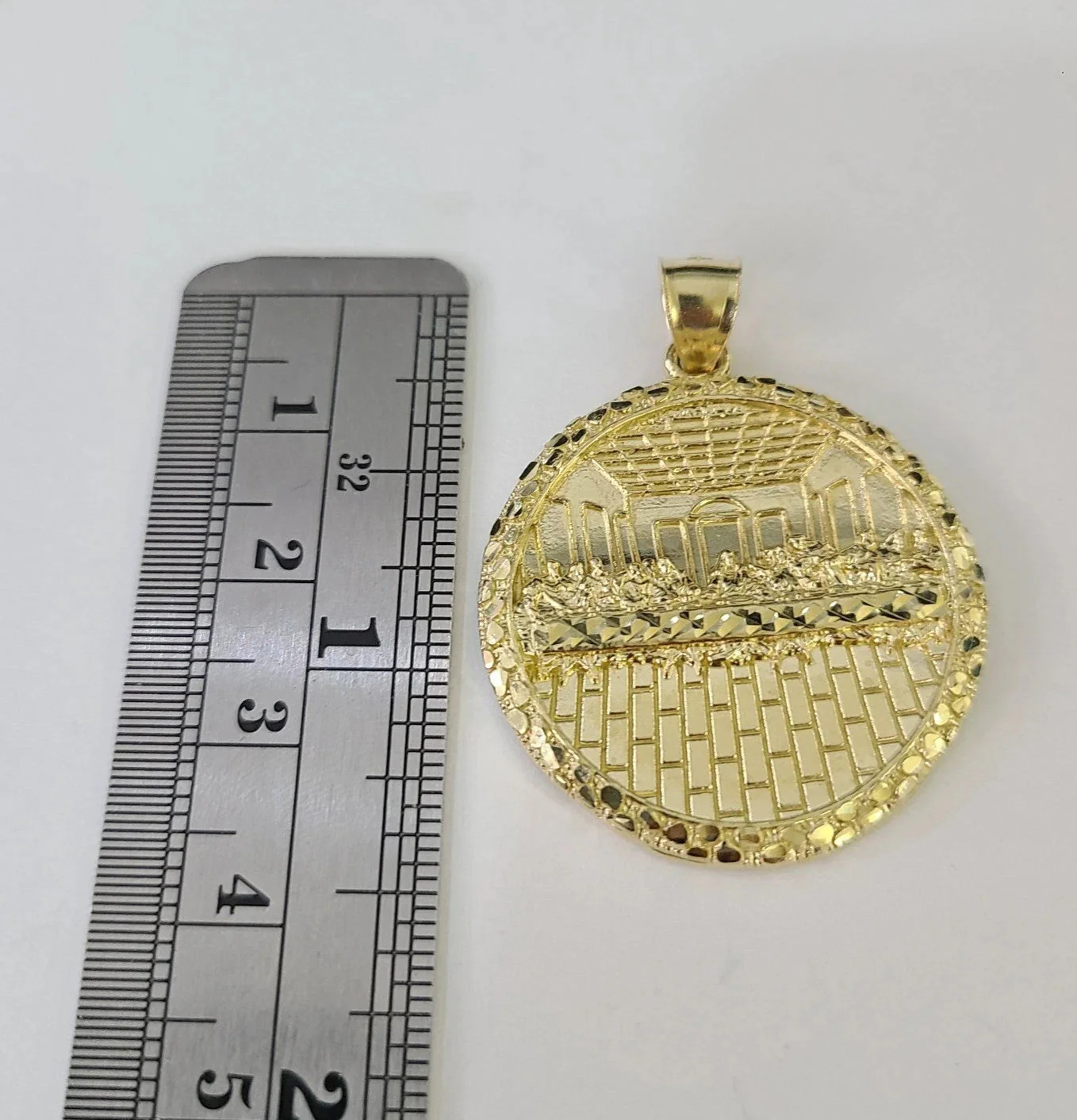 10k Gold Byzantine Necklace Nugget Last Supper Charm 20-30 inch 3mm Pendant SET - Image 5