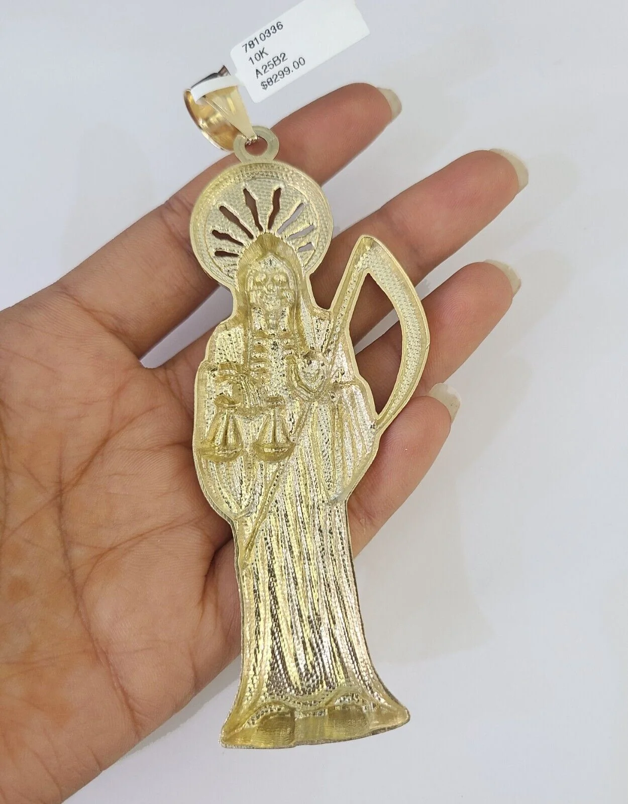 10k Gold Byzantine Necklace Reaper Charm 20-30 inches 9mm REAL SET Chain - Image 7
