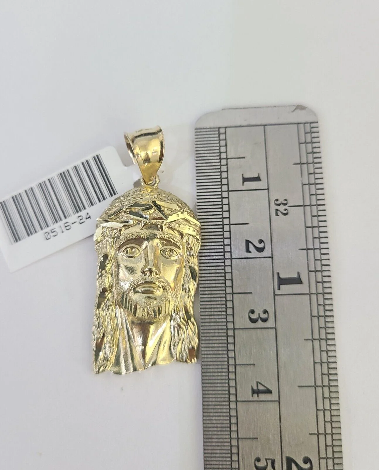 10k Gold Chain Jesus Head Charm Solid Cuban Curb Link 5mm 18"-28" Inch SET - Image 4