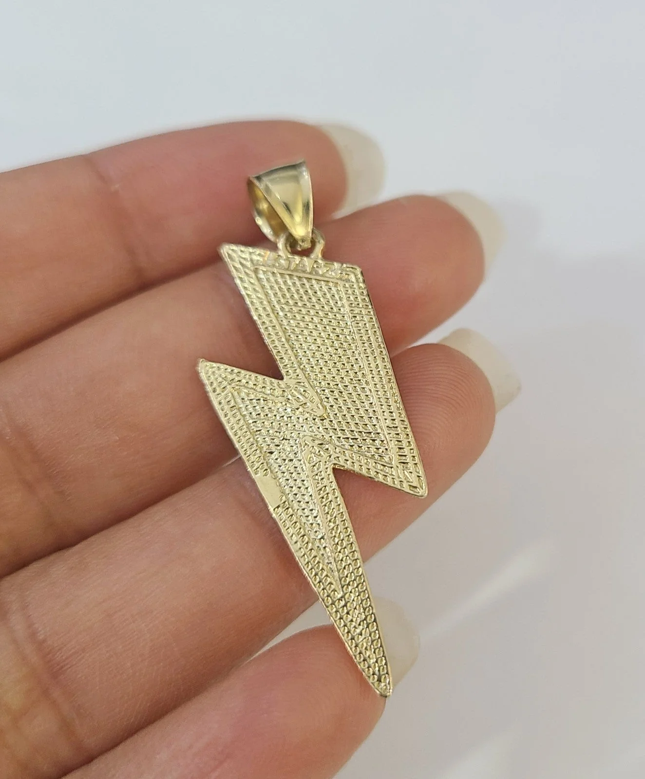 10k Gold Chain Miami Cuban Lightning Bolt Charm Pendant Set 3mm 18"-28" Necklace - Image 7