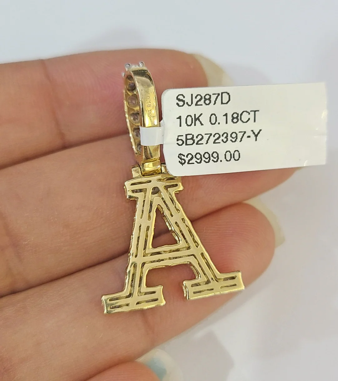 10k Gold Chain Necklace A Diamond Initial Pendant Set Cuban Curb 3mm 20"-30" - Image 7