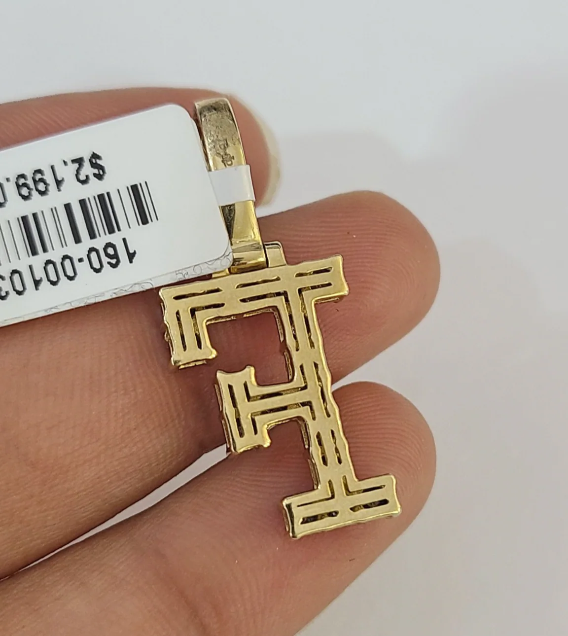10k Gold Chain Necklace F Diamond Initial Pendant Set Cuban Curb 3mm 20"-30" - Image 7