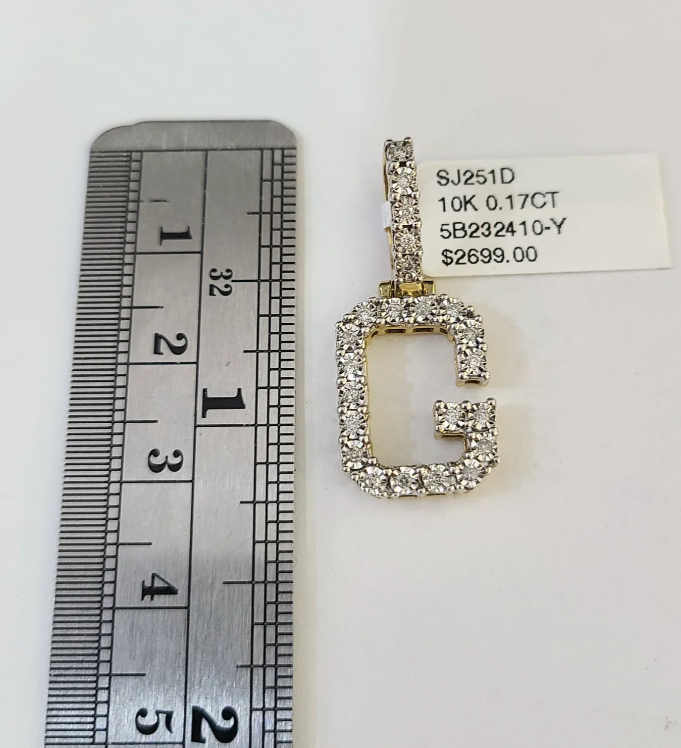 10k Gold Chain Necklace G Diamond Initial Pendant Set Cuban Curb 3mm 20"-30" - Image 2
