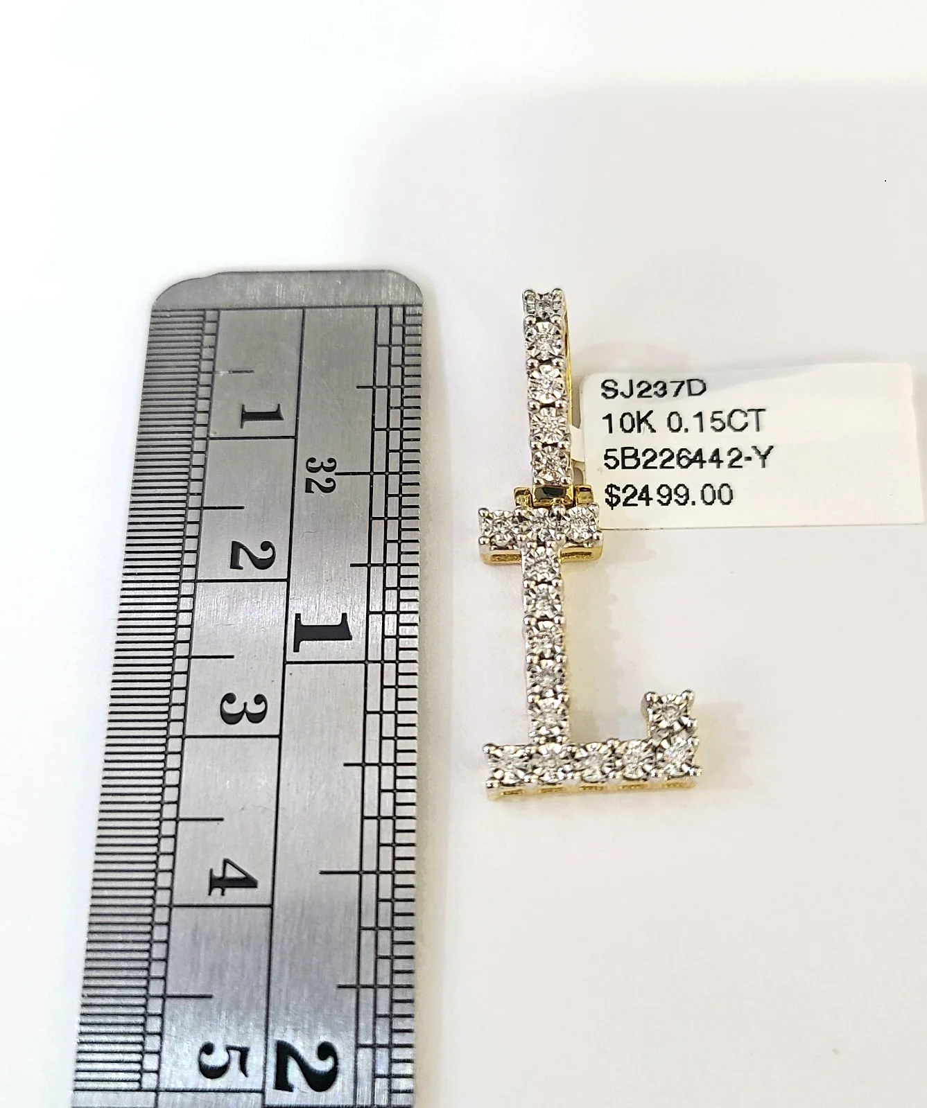 10k Gold Chain Necklace L Diamond Initial Pendant Set Cuban Curb 3mm 20"-30" - Image 2